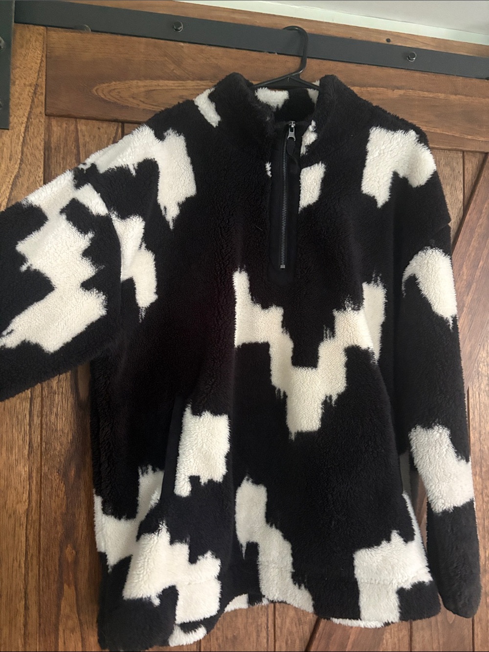 Maurices Black and White Sherpa Cowl Turtleneck Pullover